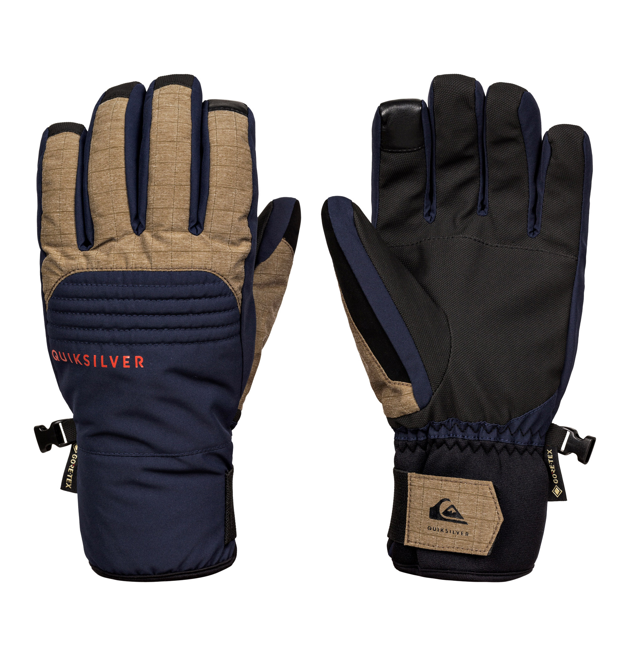 35%OFF！＜Quiksilver＞ HILL GORE-TEX GLOVE【送料無料】 配色切り替え×ステッチデザインが魅力のグローブ
