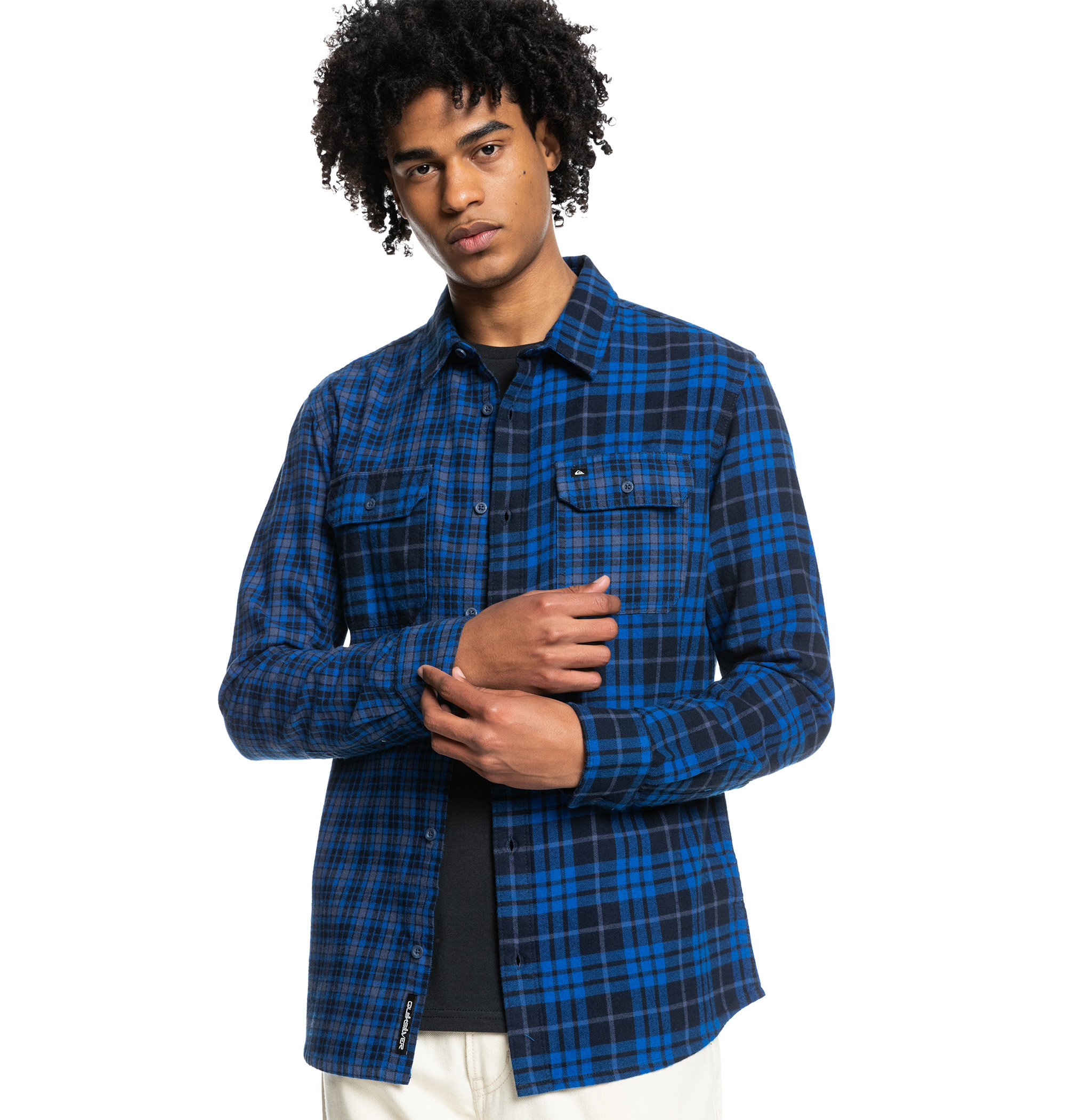 ＜Quiksilver＞ STRATTON サイズの異なるチェックパターンをパーツごとに切り替えたデザインが印象的なフランネルシャツ