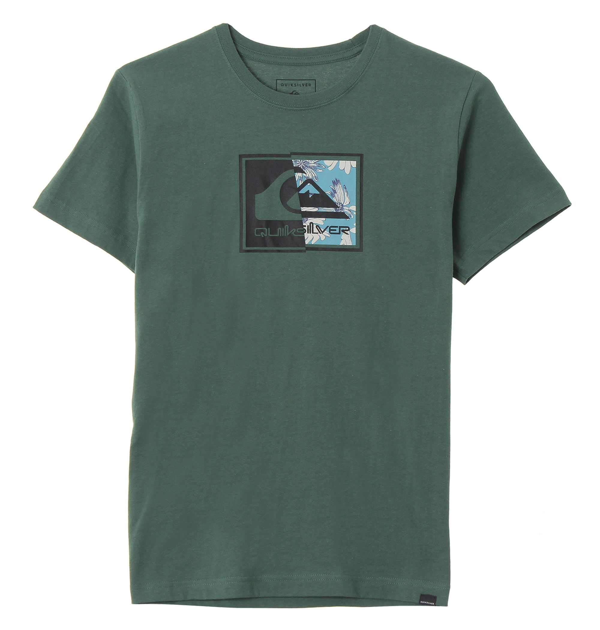 35%OFF！＜Quiksilver＞ FRACTAL LOGO ST バイカラー×ボタニカル柄のブランドアイコンを組み合わせた斬新なデザインに視線が集まる半袖Tシャツ